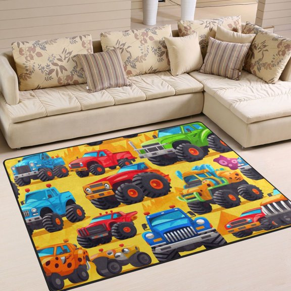 Trucks Desert Area Rug Washable 80 x 58 Floor Carpet Mat Non Slip for Bedroom Living Room Home Decor