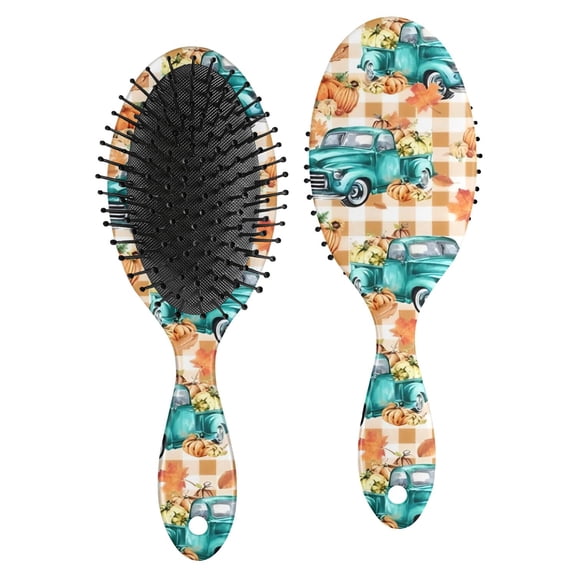 Trucks Pumpkins Fall Leaves Pattern Hair Brush,Girls Detangling Hair Brush,Glide Through Tangles with Ease for Wet & Dry Hair