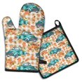 thumbnail image 1 of Trucks Pumpkins Fall Leaves Pattern Kitchen Oven Mitt and Pot Holder Sets 2 Pcs for Baking, Cooking and Grilling, Heat Resistant Up To 392 °F, 1 of 5