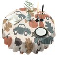 thumbnail image 1 of Trucks Pumpkins Fall Leaves Pattern Round Tablecloth 60" X 60",Wrinkle Wipeable Table Cloth for Kitchen Dining Room Picnic Patio Party, 1 of 5