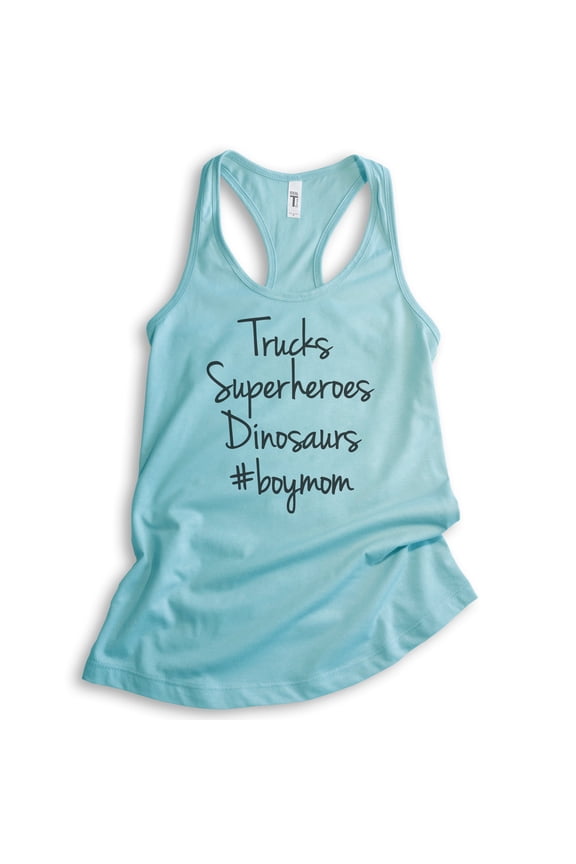 Trucks, Superheroes, Dinosaurs Tank Top, Ladies Racerback Tank Top, Mom Tank, Mama Tank, Mother Tank, Cancun, X-Large