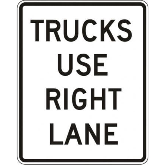 Trucks Use Right Lane Sign Regulatory Traffic Signs Metal - Caution Safety Warning Security Signs Indoor & Outdoor (Aluminum) Size: 12 x 16 inch