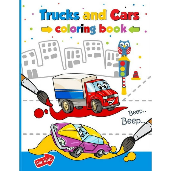 Trucks and cars coloring book, (Paperback)