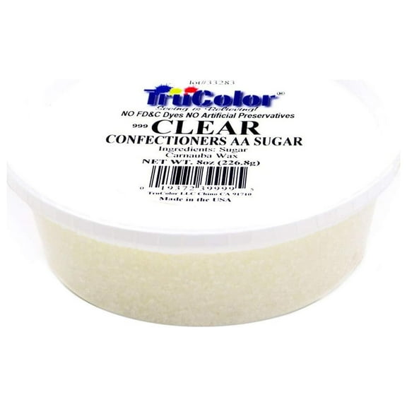 Trucolor Natural Color Confectioners AA Sanding Sugar Large Crystals - 8 Ounce Clear