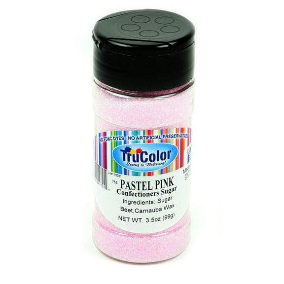 Trucolor Natural Color Confectioners Sanding Sugar (Fine Crystals) - 3.5 Ounce Pastel Pink