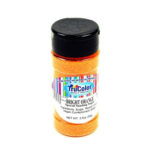 Trucolor Natural Color Special Sanding Sugar Medium Crystals - 3.5 Ounce Bright Orange
