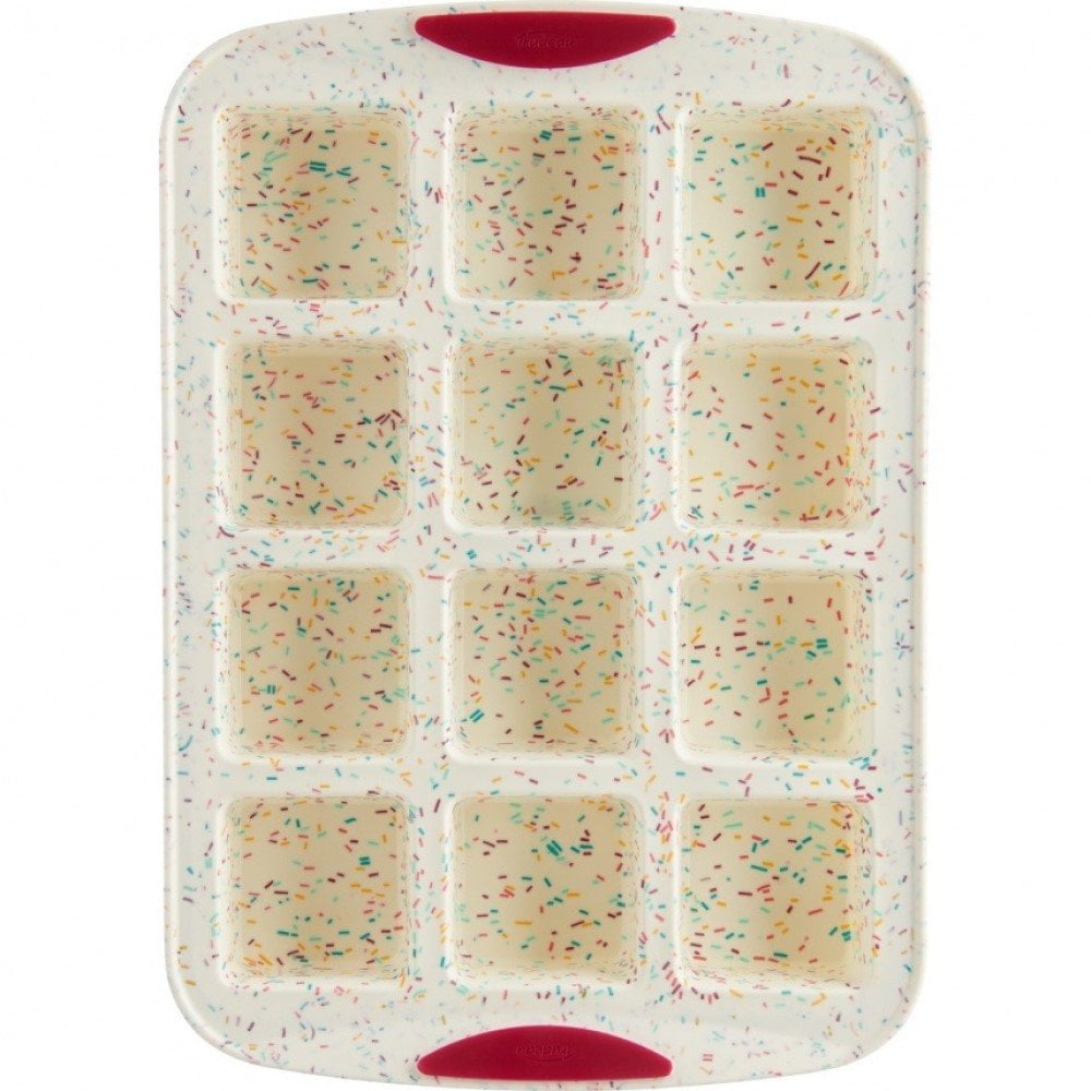 Confetti White Silicone Non-stick 12-Cavity Brownie Pan
