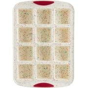 Trudeau Structure Silicone 12 Cavity Mini Brownie Pan, Confetti/Fuchsia