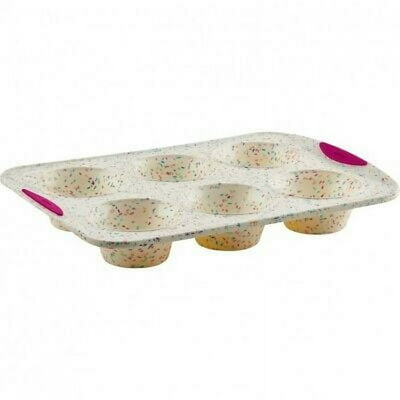 Trudeau Confetti Structure Silicone, 6-Cavity Jumbo Muffin Mold, 05118658