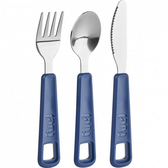 Trudeau Fuel 3pc Snap Together Travel & Lunch Cutlery / Flatware Set - Blueberry