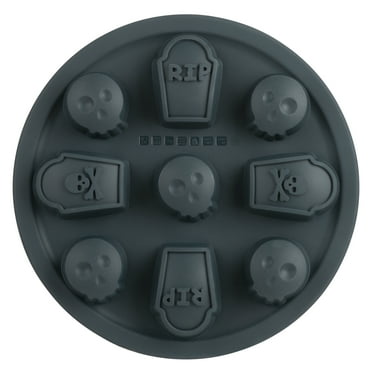 Trudeau Halloween Skull Mini Treats Cake Pan, Structured Silicone, 9" Round