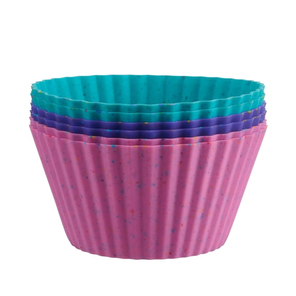 Trudeau Jumbo Reusable Silicone Baking Cups 6ct  For Muffins, Cupcakes, Individual Pies, Rice Krispies Treats, Egg Bites, Mac & Cheese Cups, Tartlets & Fruit Snacks