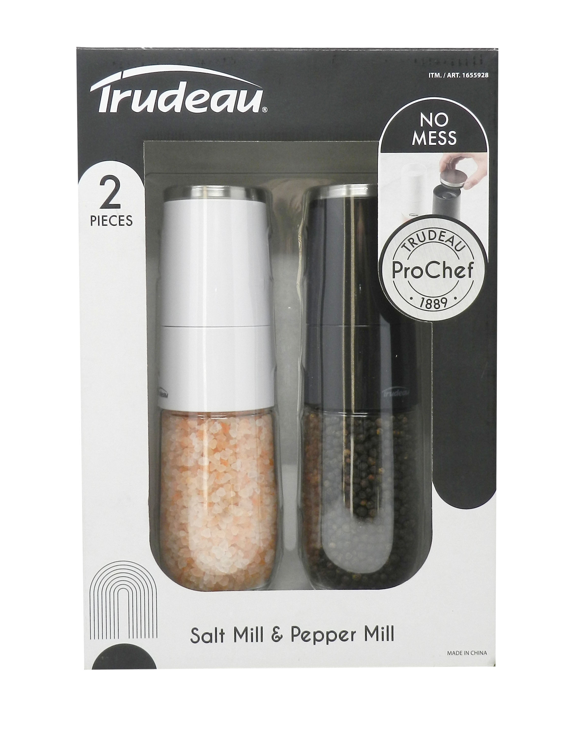 Trudeau 8” Gravity+ Electric Pepper Mill – Black With 6 Batteries Included