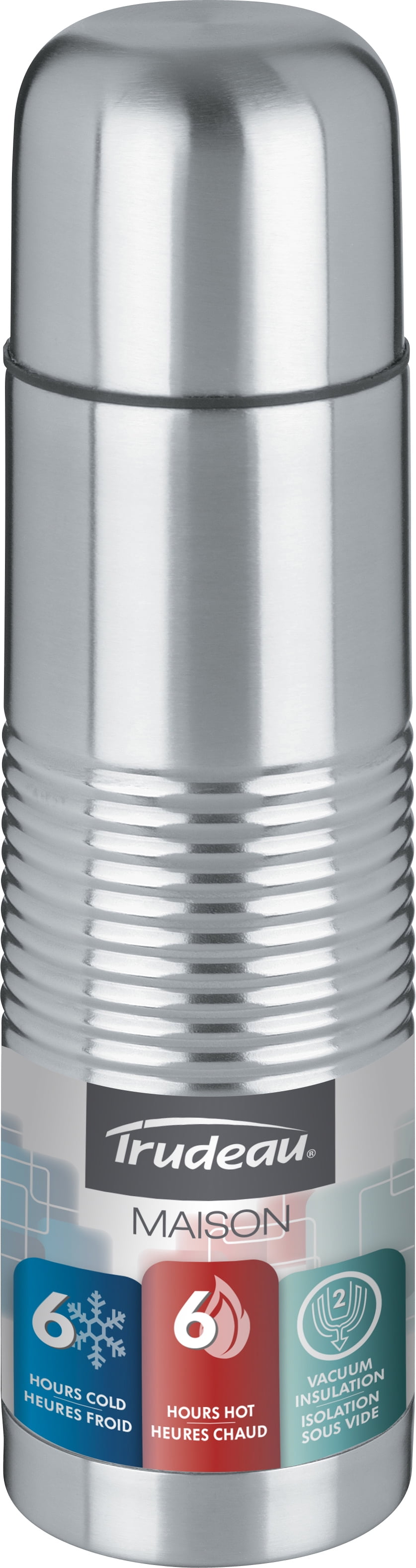 Trudeau Maison Stainless Steel Mirror Vacuum Bottle 16oz-Silver