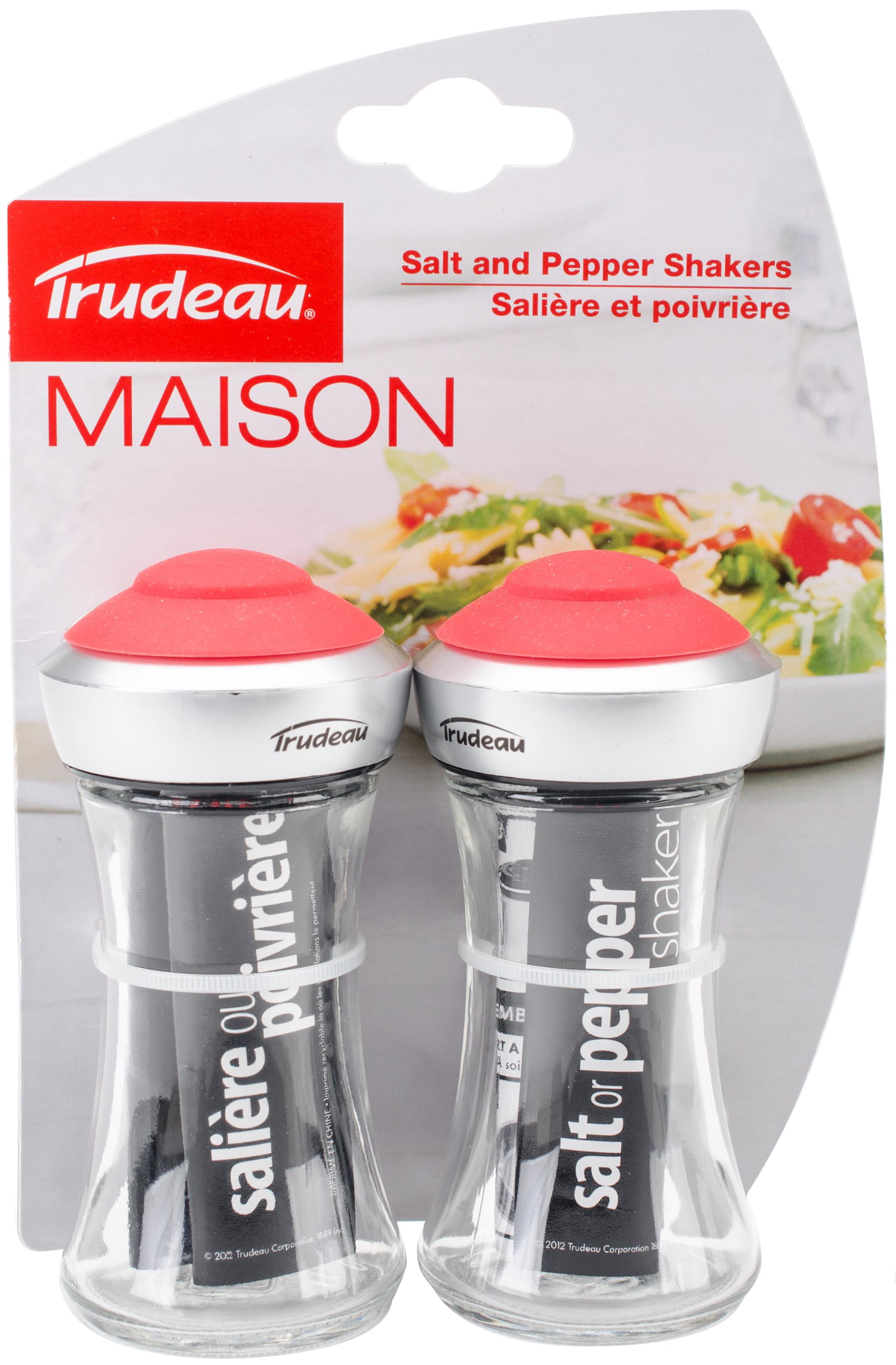 Small Red and Clear Glass Salt and Pepper Shakers