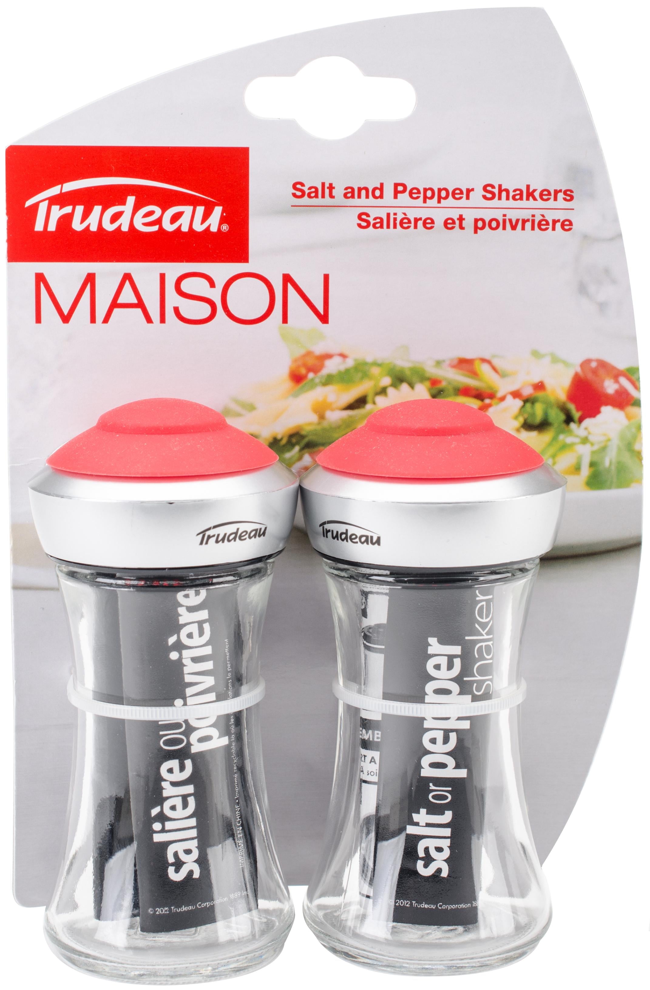 Trudeau Set of 2 Salt and Pepper Pop Table Shakers, Small, Red