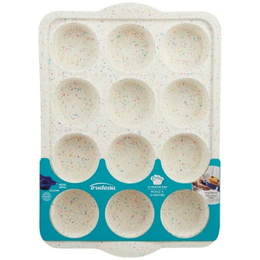 Trudeau Silicone 12 Count Muffin Pan, Multicolor Confetti, Dishwasher Safe