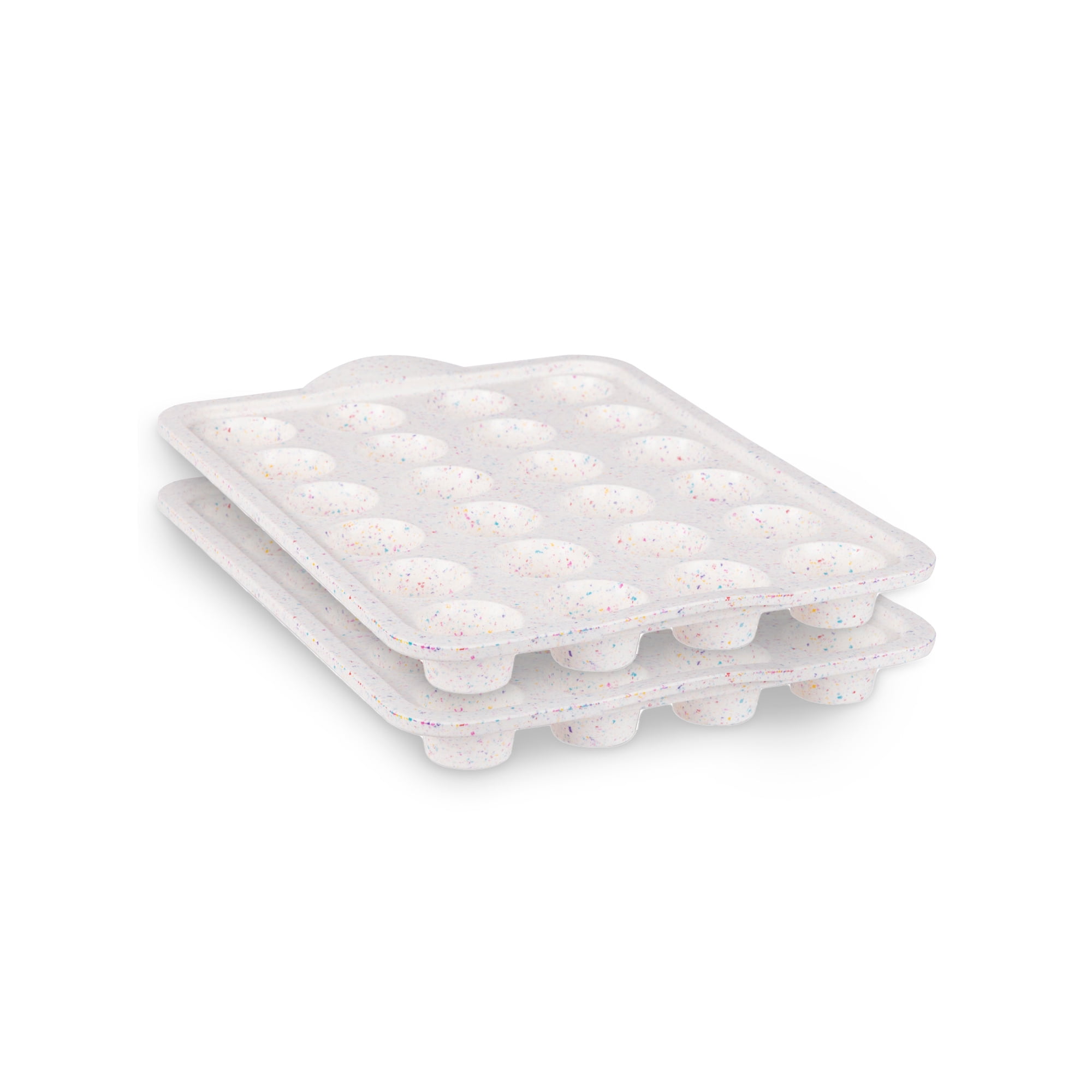 Trudeau Silicone 24 Count Mini Muffin Pan, 2 Pack, 1.75 in Diameter, Granite, Dishwasher Safe, Easy Release