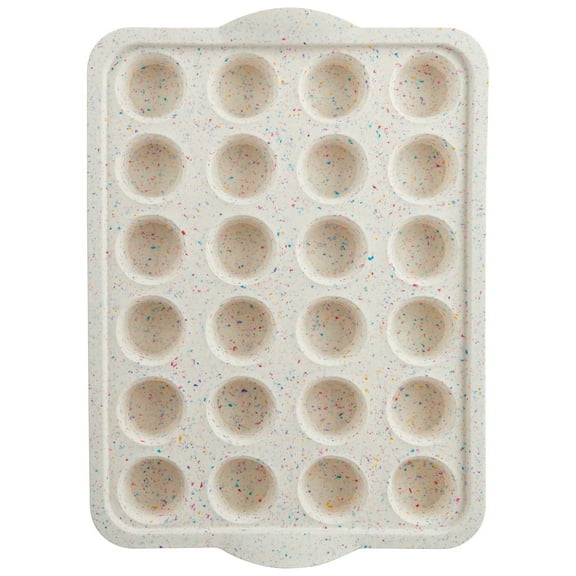 Trudeau Structured Silicone 24 Count Mini Muffin, Cupcake, Mini Pie, or Brownie Pan, Multi-Color Confetti, Dishwasher Safe