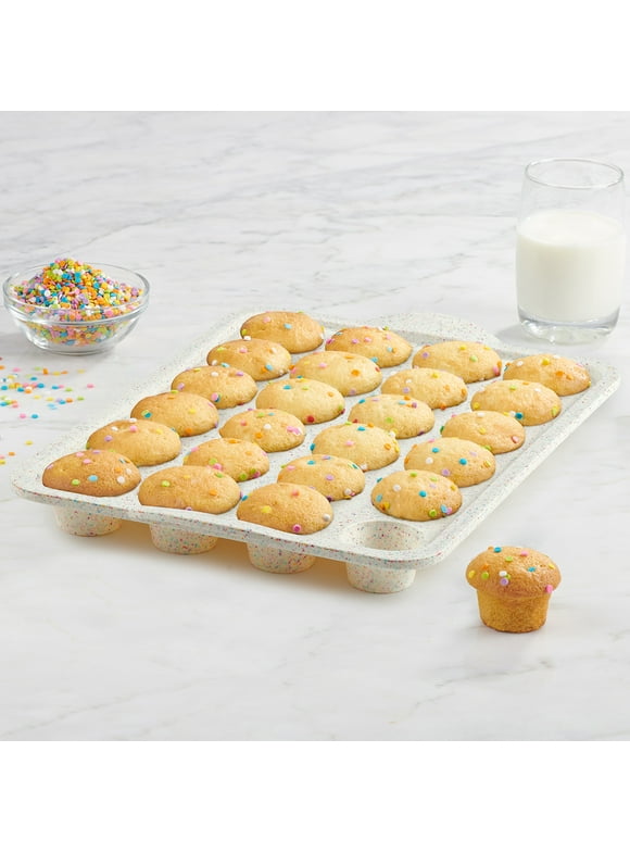 Trudeau Silicone 24 Count Mini Muffin Pan, Multi-Color Confetti, Dishwasher Safe