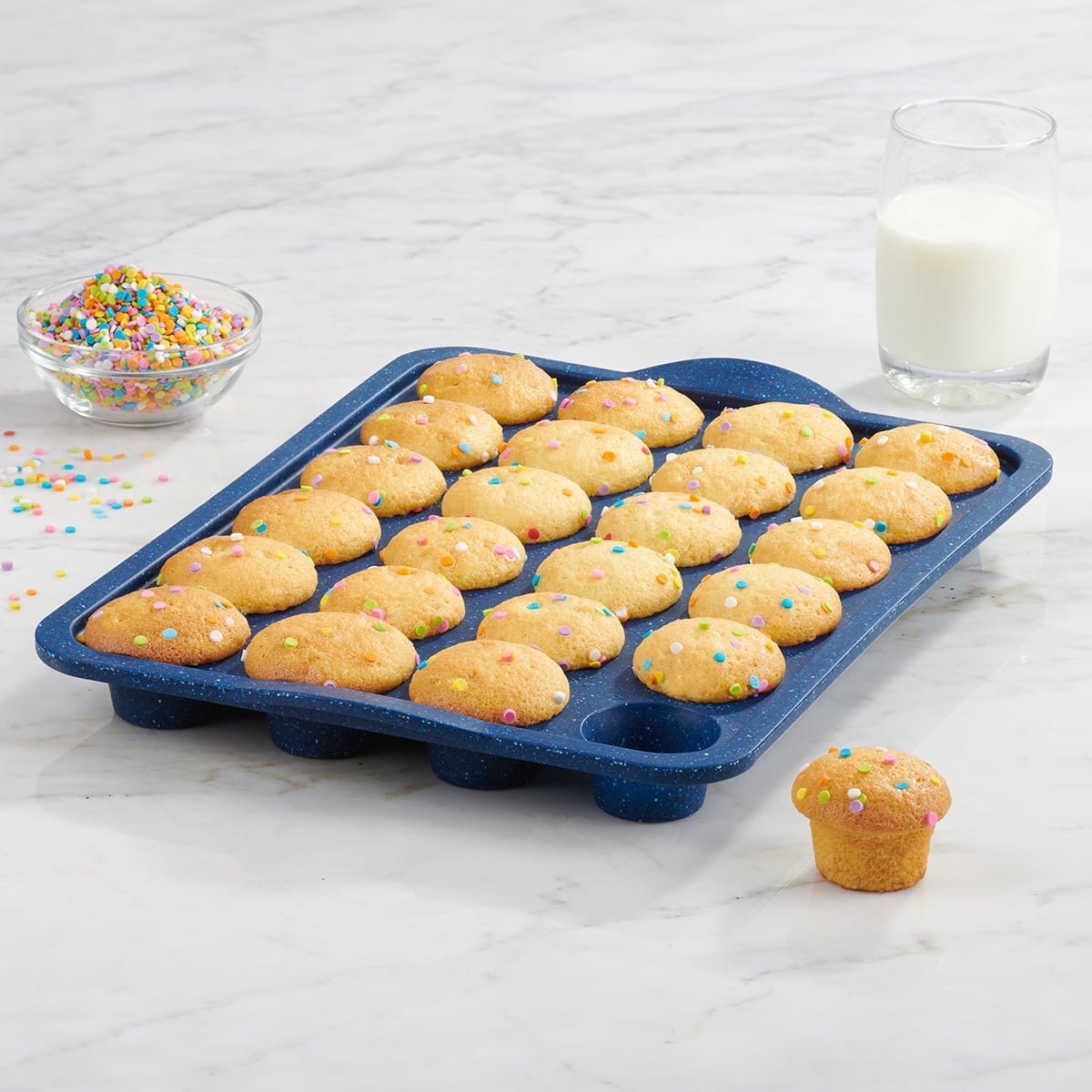 Trudeau Silicone 24 count Mini Muffin Pan Blue Granite
