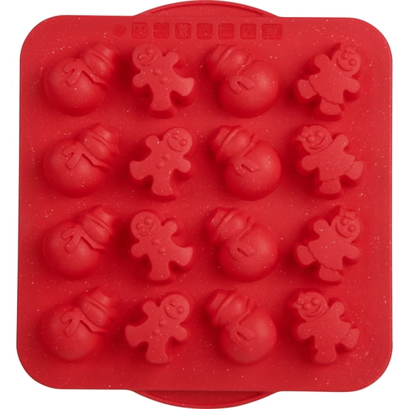 Trudeau Structure Silicone Snowman/Gingerbread Cupcake Pan, 16-Cavity, 05120005