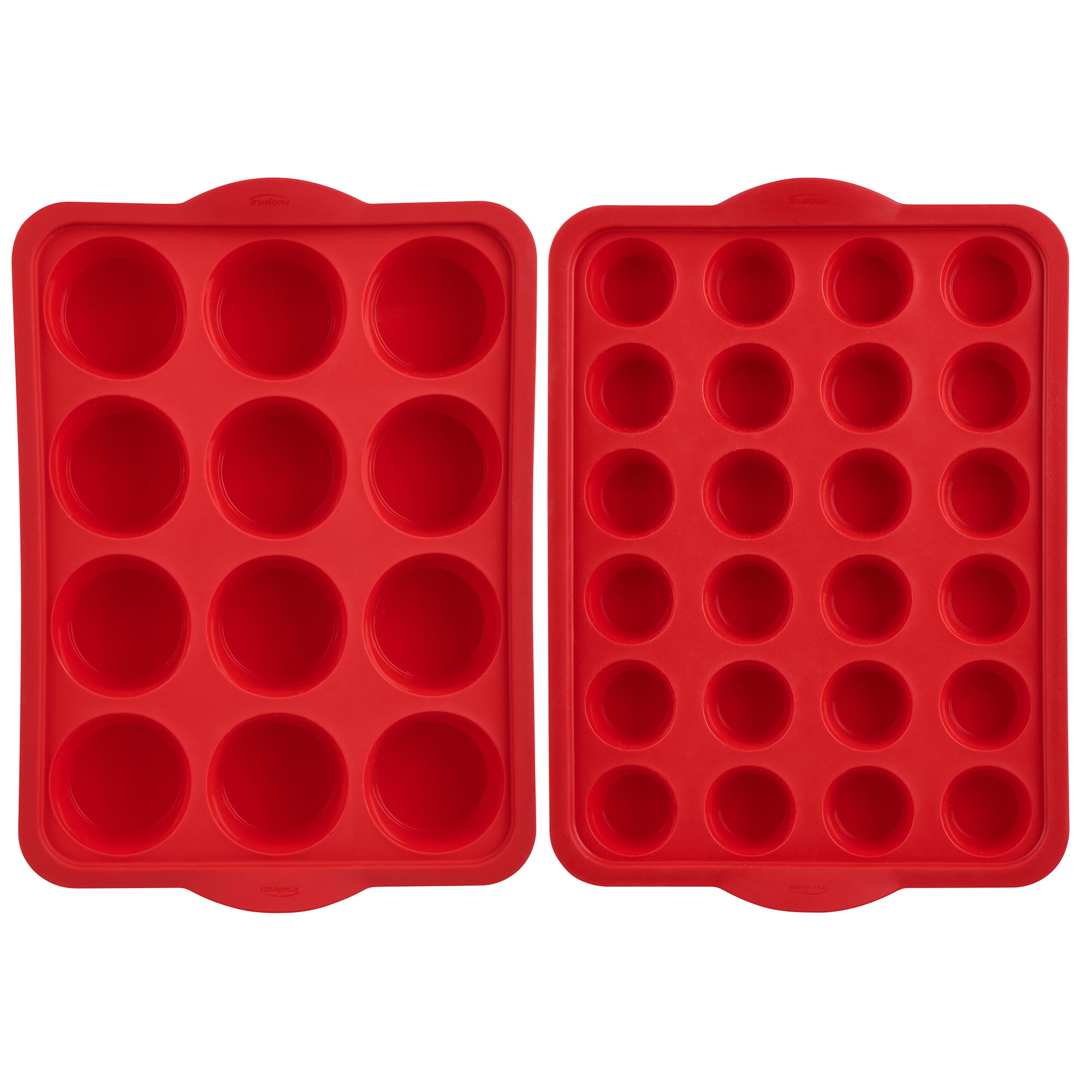 Qtopun Silicone Mini Muffin Pan, 4 Pack 24 Cups Silicone Mold Cups Baking Pan, Silicone Muffin Tins Baking Moulds-Red