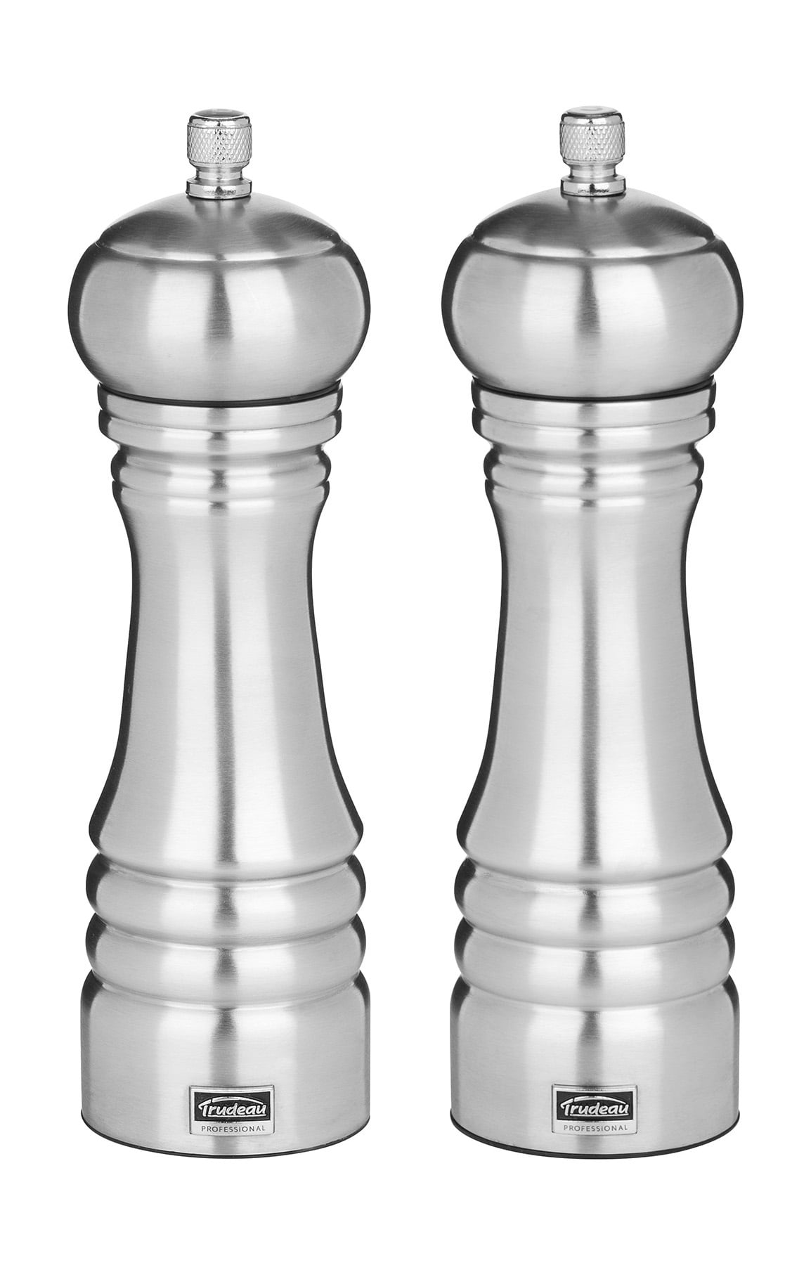Trudeau Stainless Steel Professional Pepper & Salt Mill Set, 8 Inch