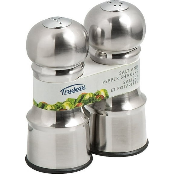 Trudeau Stainless Steel Salt & Pepper Set 4.5"-Silver - Empty