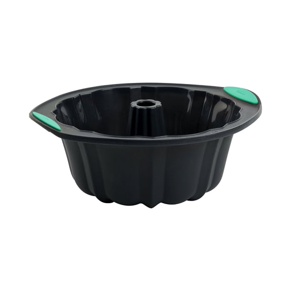 Trudeau 0 Structured Silicone Fluted Bundt pan, 8 1/2 cup, Grey & Mint