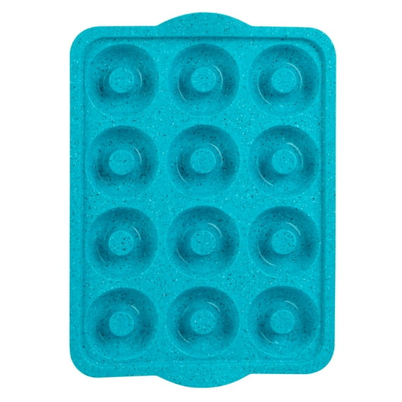 Trudeau Structure Silicone 12 Cavity Decorated Donut Pan, Tropical Granite