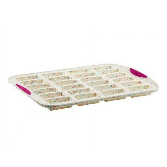 Trudeau Structure Silicone 24 Cavity Bar Cake Pan, Confetti/Fuchsia