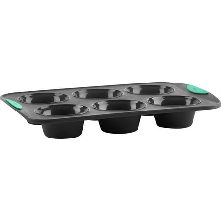 Trudeau Structure Silicone 6 Cavity Jumbo Muffin Pan, Grey/Mint