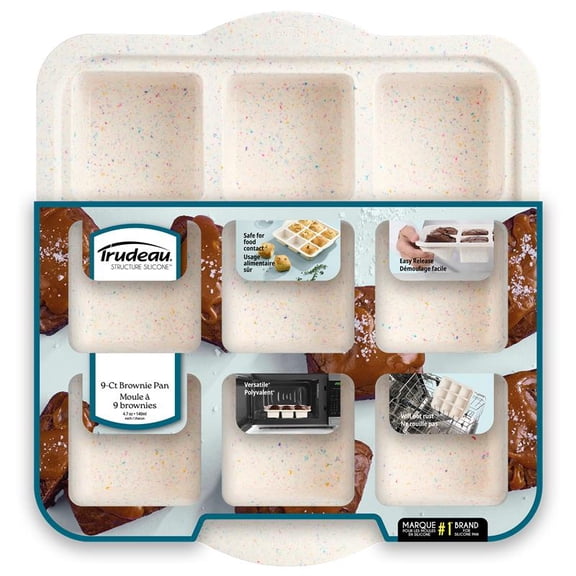 Trudeau Structured Silicone 9-Cavity Brownie Mold, Cookie, Brookie, Banana Bread, Zucchini Bread, Cake, Pound Cake, Cheesecake, Lasagna