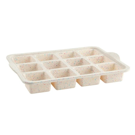 Trudeau Structured Silicone Brownie, Cupcake, Muffin, Cookie, or Egg Bite Pan, 12-Cavity, 10x14-inch Rectangle Pan, Multicolor Confetti, Dishwasher Safe