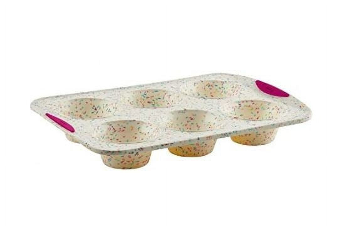 Trudeau Dishwasher Safe Crave Silicone Mini Fluted Cake Pan - Multicolor Confetti - 6 ct