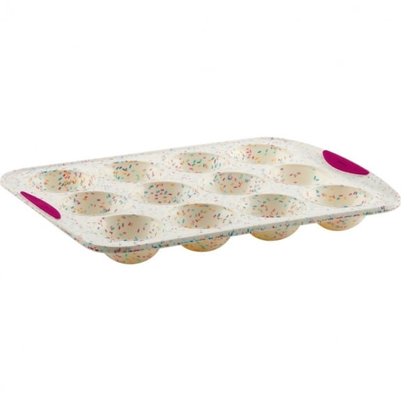 Trudeau White Confetti Silicone 12-Count Dome Pan