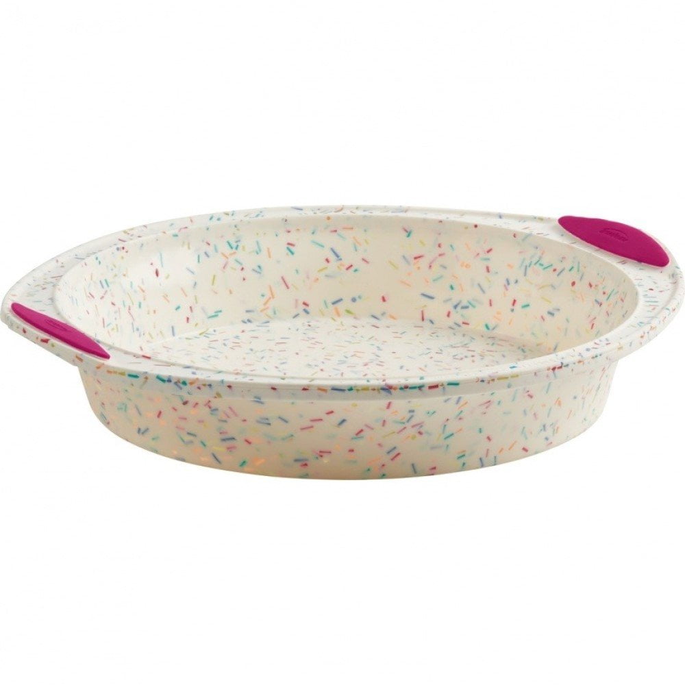 Confetti Fuchsia 9-Inch Round Non-Stick Silicone Cake Pan