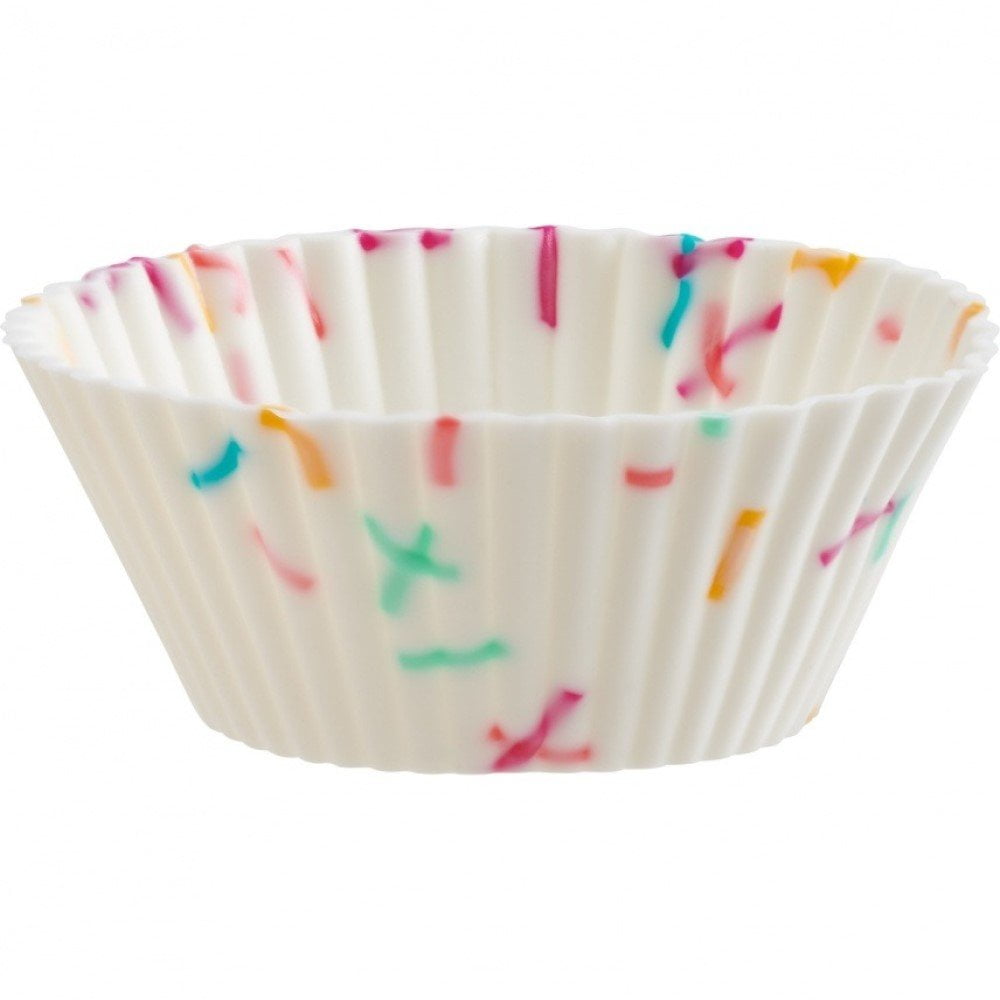 White Confetti Silicone Mini Muffin Baking Cups, Set of 24
