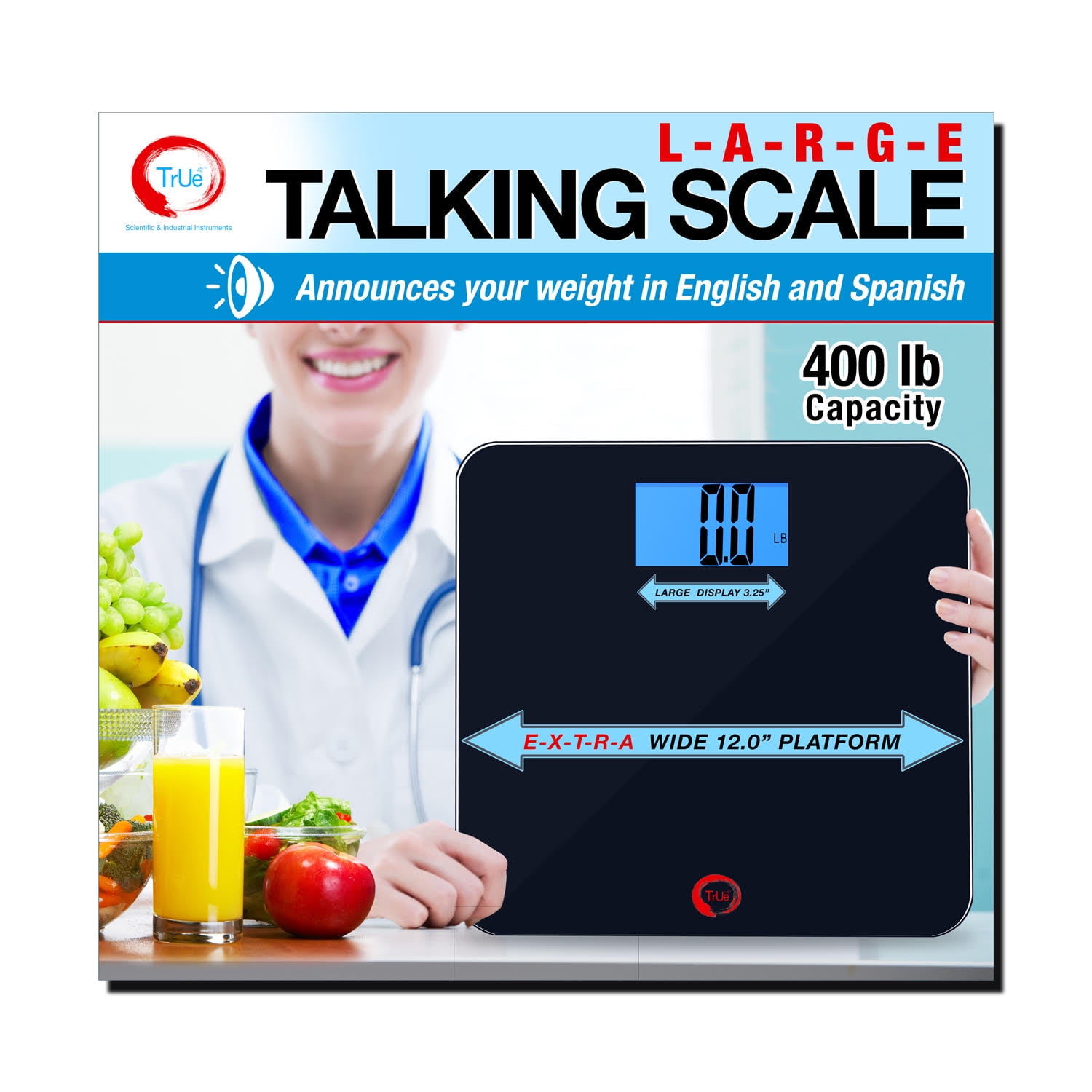BATVOX Wide Talking Scales for Body Weight Accurate Digital Talking Bathroom Body Scale,Large LCD Screen,400 lb,Auto on & Off for Elderly or