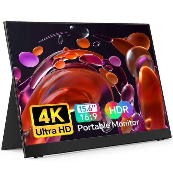True 4K Portable Monitor - 15.6inch UHD 38402160 100% sRGB USB-C HDMI External Second Monitor Portable IPS Screen Computer Display with Speakers for Laptop MacBook Switch PS5/4 Xbox