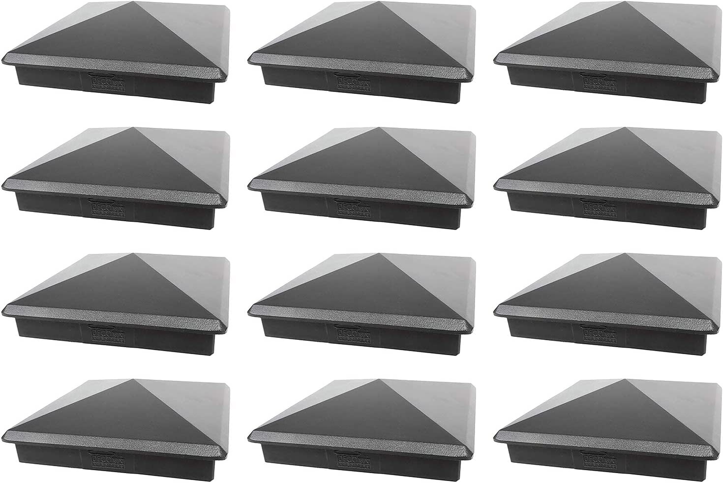 True 6" x 6" Heavy Duty Aluminium Pyramid Post Cap for True/Actual 6" x 6" Wood Posts - Black (12 Pack) (Works ONLY with Actual 6" x 6" Posts. Will NOT Work with Actual 5.5" x 5.5" Posts)