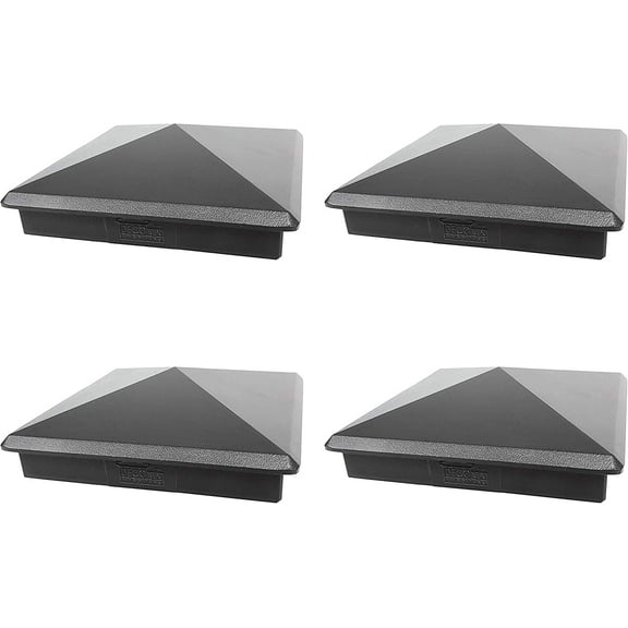 True 6" x 6" Heavy Duty Aluminium Pyramid Post Cap for True/Actual 6" x 6" Wood Posts - Black (4 Pack) (Works ONLY with Actual 6" x 6" Posts. Will NOT Work with Actual 5.5" x 5.5" Posts)