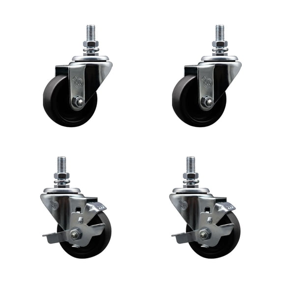 True 890883720 883720 3 Inch Replacement Caster Set with Brakes Service Caster