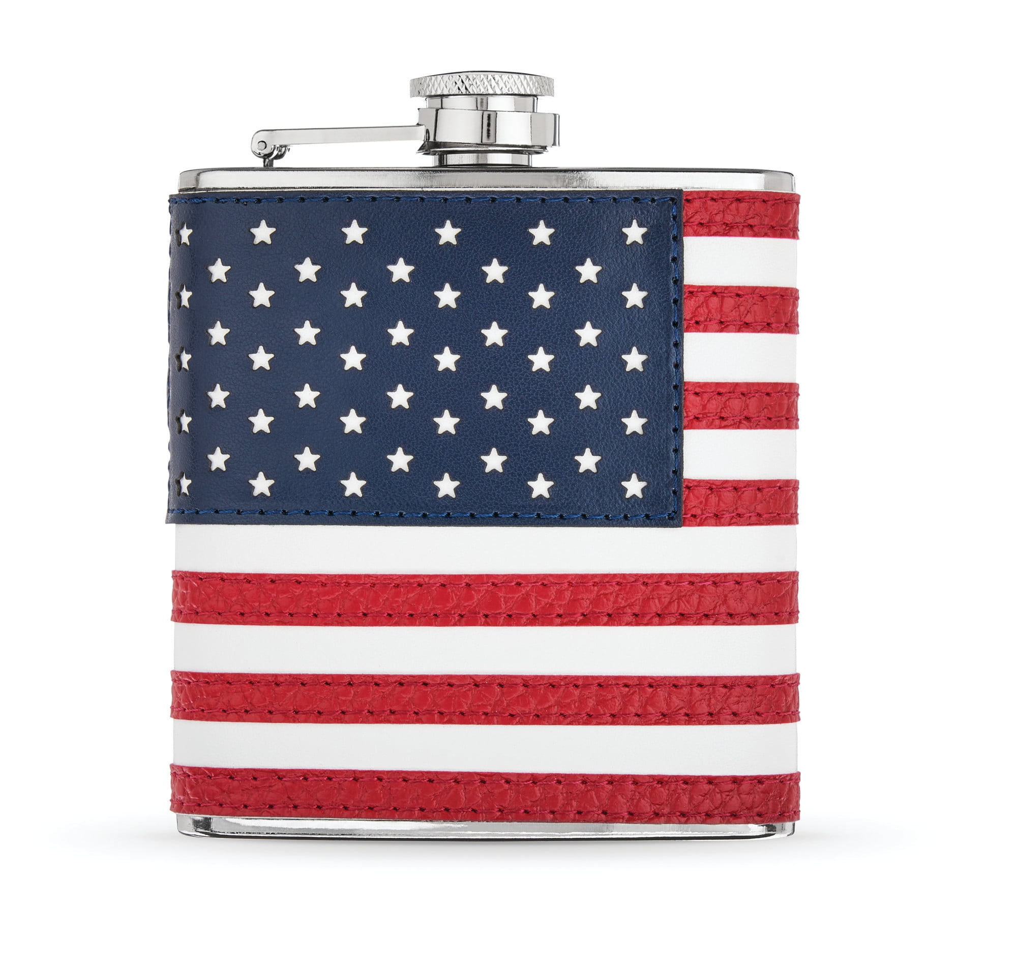 KWANITHINK Flask for Liquor for Men, American Flag Leather Hip