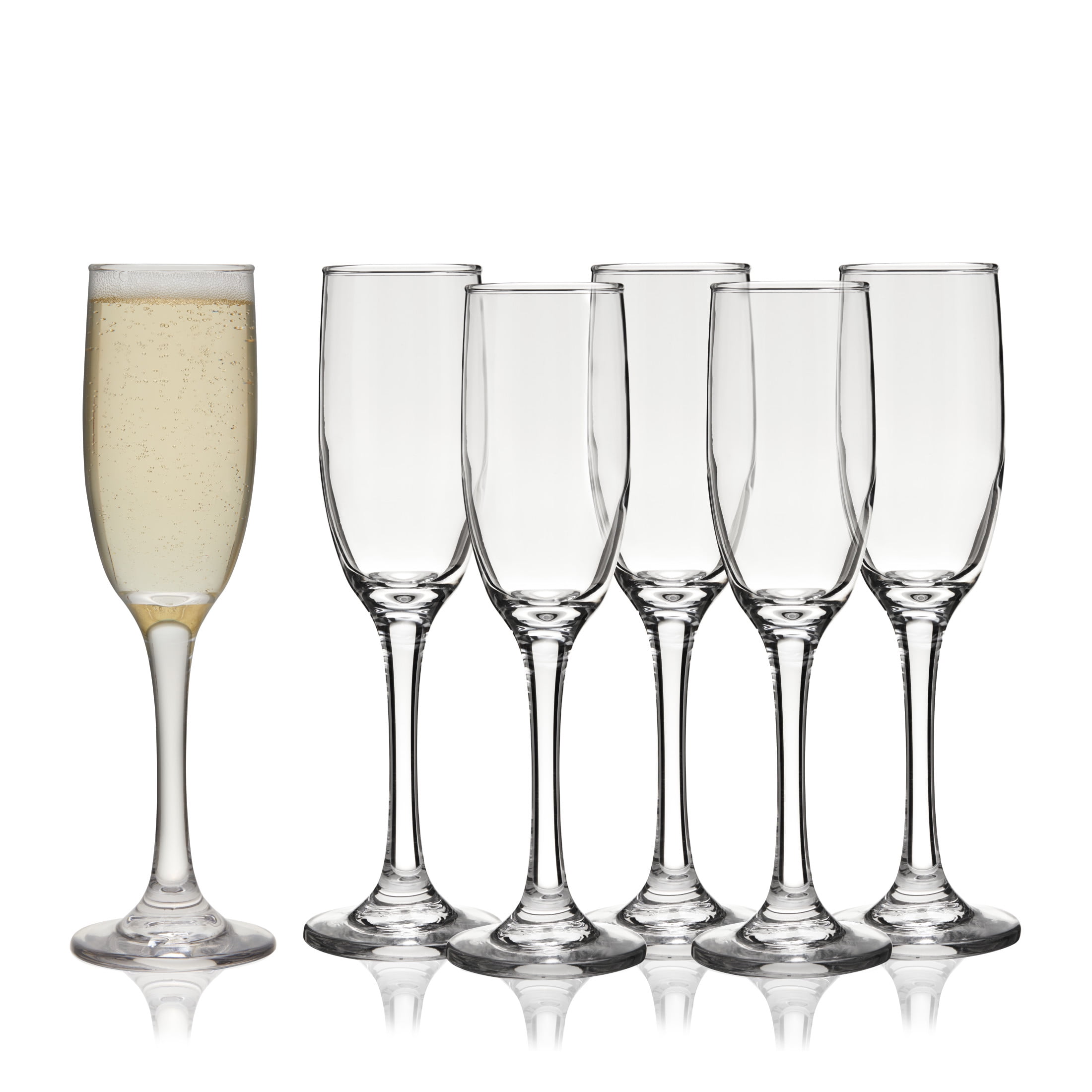 True Stemmed Champagne Flutes for Outdoor, Home Bar Gifts, 5.75 oz Set of 6