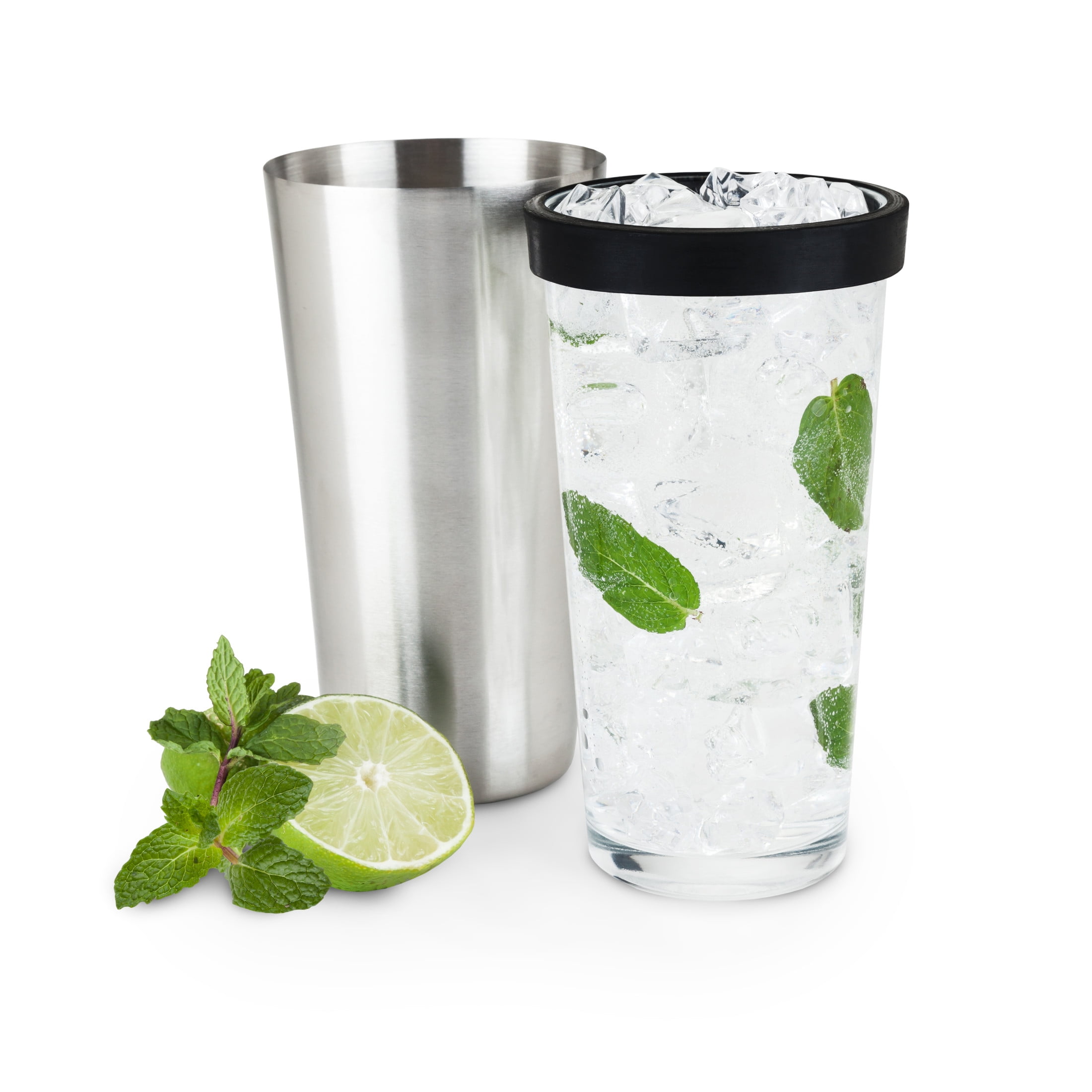 Stainless Steel and Glass Boston Cocktail Shaker Set