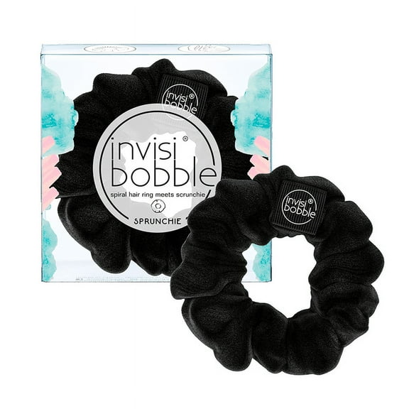 True Black , Invisibobble "Sprunchie" Hair Ring , Hair Beauty Product - Pack of 1 w/ Sleek Pin Comb