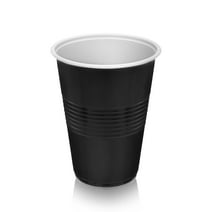 True Black Party Cups, Disposable Cups, Drink Cups for Cocktails and Beer, 16 Ounce Capacity, Plastic, Black, Set of 50
