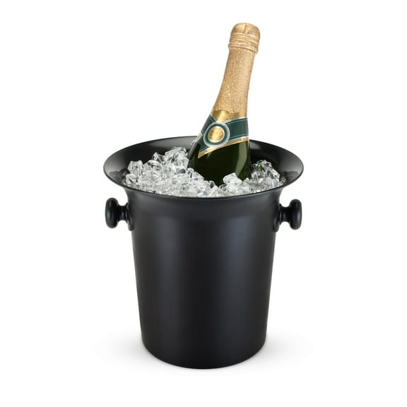 True Black Plastic Ice Bucket with Handles, Wine Bucket, Party Beverage Tub